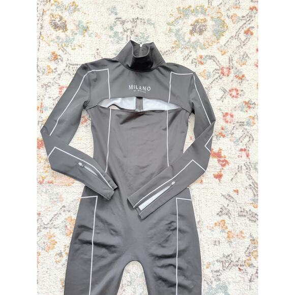 Milano Di Rouge Jumpsuit Open Back Size Xs Black Long Sleeve - Picture 2 of 7